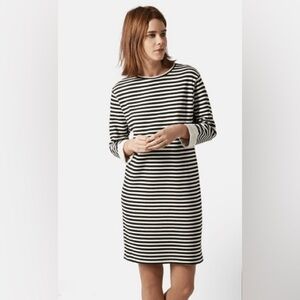 Topshop Monochrome BLACK/white Striped Long Sleeve Dress size 8 NWOT